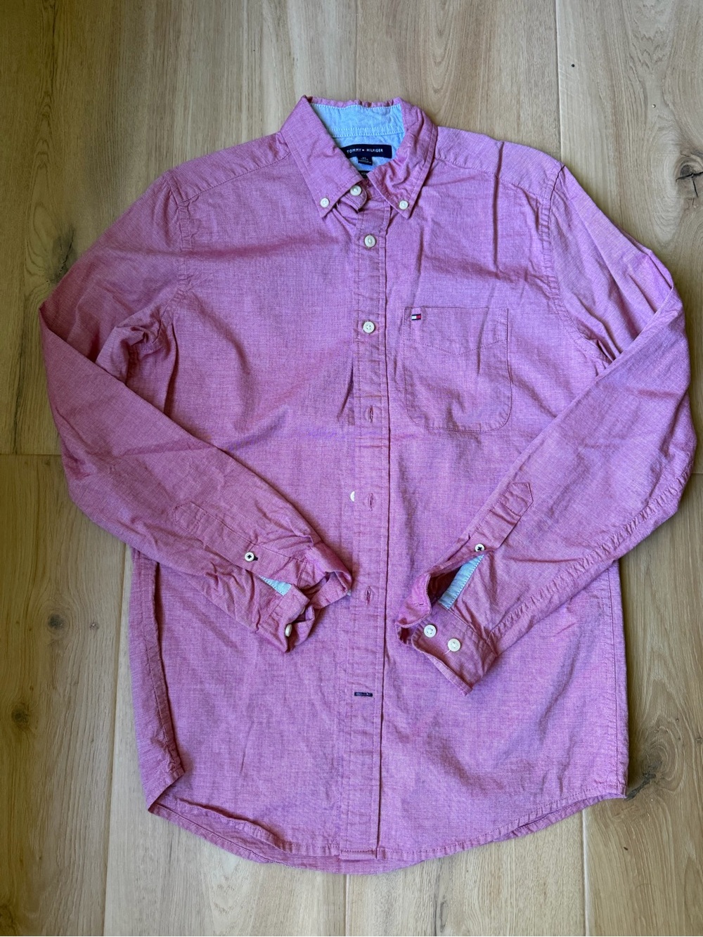 Tommy Hilfiger Men's Red-Pink Button-Down Shirt